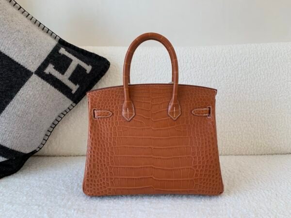 Top Handmade Birkin 30CM Matte Alligator Silver Hardware Original Quality