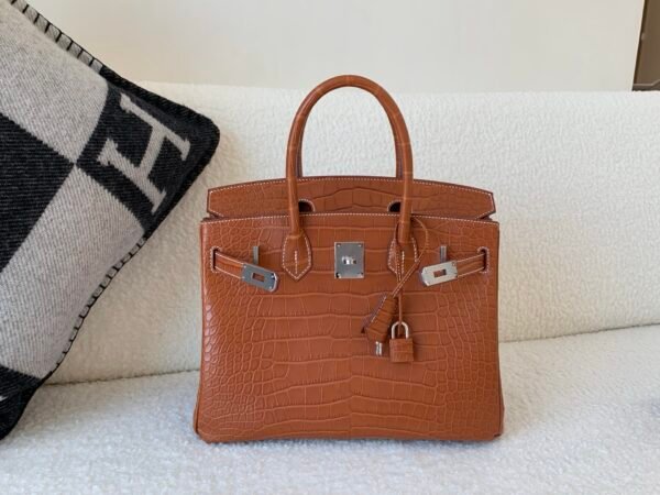 Top Handmade Birkin 30CM Matte Alligator Silver Hardware Original Quality
