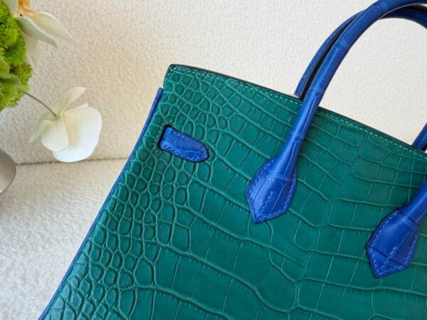 Full Handmade Birkin 25CM Z6 Malachite Alligator Leather Gold Hardware