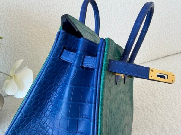 Full Handmade Birkin 25CM Z6 Malachite Alligator Leather Gold Hardware