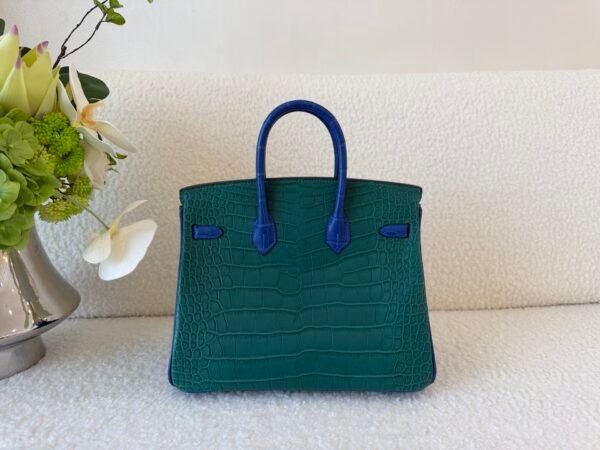 Full Handmade Birkin 25CM Z6 Malachite Alligator Leather Gold Hardware