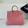 Top Handmade Birkin 25CM 94 Terre Cuite Ladies Handbag Porosus Leather GHW