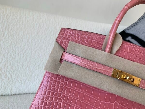 Top Handmade Birkin 25CM 94 Terre Cuite Ladies Handbag Porosus Leather GHW