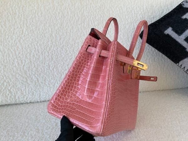 Top Handmade Birkin 25CM 94 Terre Cuite Ladies Handbag Porosus Leather GHW