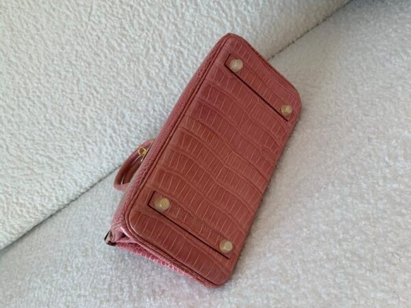 Top Handmade Birkin 25CM 94 Terre Cuite Ladies Handbag Porosus Leather GHW