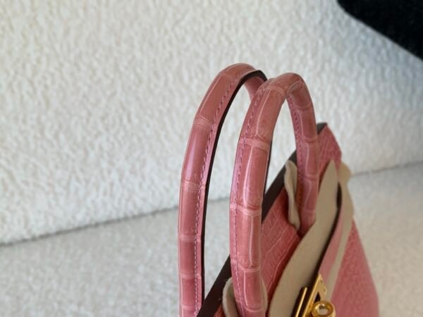 Top Handmade Birkin 25CM 94 Terre Cuite Ladies Handbag Porosus Leather GHW