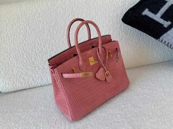 Top Handmade Birkin 25CM 94 Terre Cuite Ladies Handbag Porosus Leather GHW