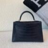 France custom made Mini Kelly 19CM 76 Bleu Indigo Alligator Leather SHW