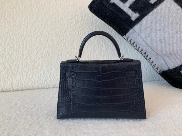 France custom made Mini Kelly 19CM 76 Bleu Indigo Alligator Leather SHW