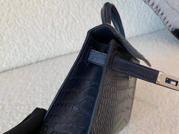 France custom made Mini Kelly 19CM 76 Bleu Indigo Alligator Leather SHW