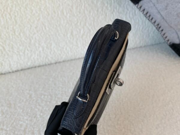 France custom made Mini Kelly 19CM 76 Bleu Indigo Alligator Leather SHW