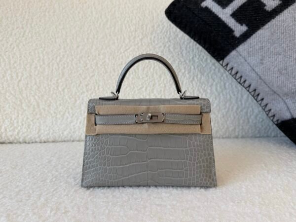 Top Handmade USA Shipping Mini Kelly 19CM 0V Alligator Leather Silver Hardware