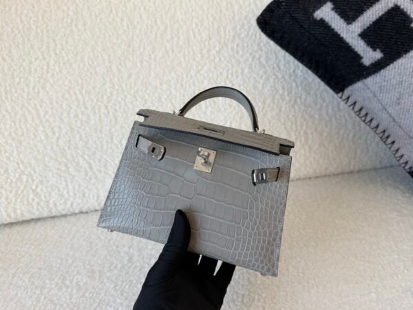 Top Handmade USA Shipping Mini Kelly 19CM 0V Alligator Leather Silver Hardware