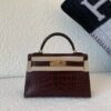 Global shipping Mini Kelly 19CM 41 Havane Alligator Leather Gold Hardware