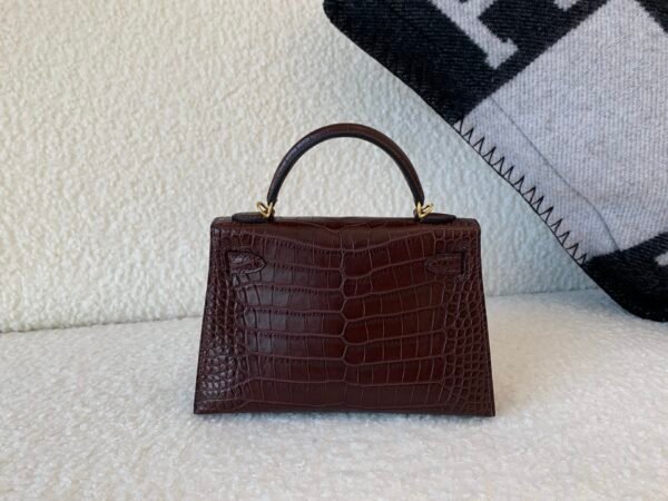 Global shipping Mini Kelly 19CM 41 Havane Alligator Leather Gold Hardware