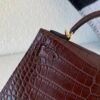 Global shipping Mini Kelly 19CM 41 Havane Alligator Leather Gold Hardware
