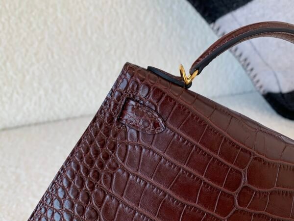 Global shipping Mini Kelly 19CM 41 Havane Alligator Leather Gold Hardware