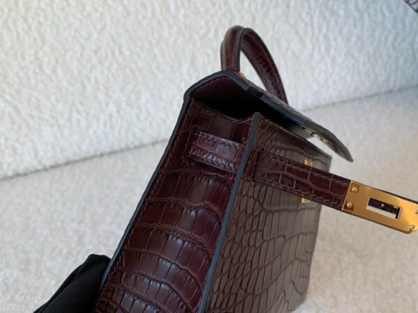 Global shipping Mini Kelly 19CM 41 Havane Alligator Leather Gold Hardware