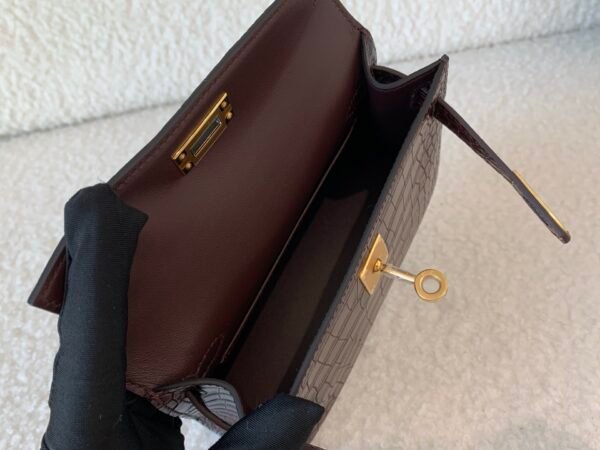 Global shipping Mini Kelly 19CM 41 Havane Alligator Leather Gold Hardware