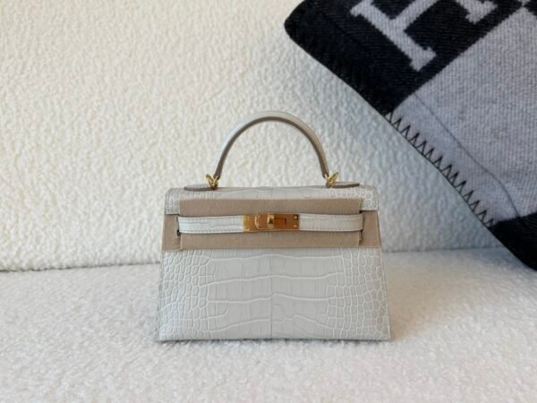 Top Handmade Mini Kelly 19CM 8L Alligator Leather Gold Hardware