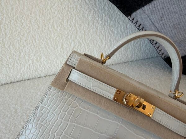 Top Handmade Mini Kelly 19CM 8L Alligator Leather Gold Hardware