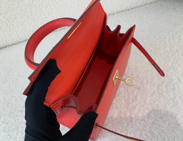 Global Shipping Mini Kelly A5 Bougainvillea GHW Lizard Leather
