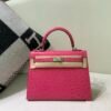 wsxc1769444843189_0-1 France Delivery Kelly 25CM E5 Rose Tyrien Ostrich Leather Silver Hardware
