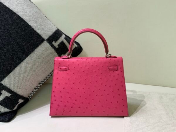 wsxc1769444843189_1 France Delivery Kelly 25CM E5 Rose Tyrien Ostrich Leather Silver Hardware