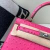 wsxc1769444843189_2 France Delivery Kelly 25CM E5 Rose Tyrien Ostrich Leather Silver Hardware