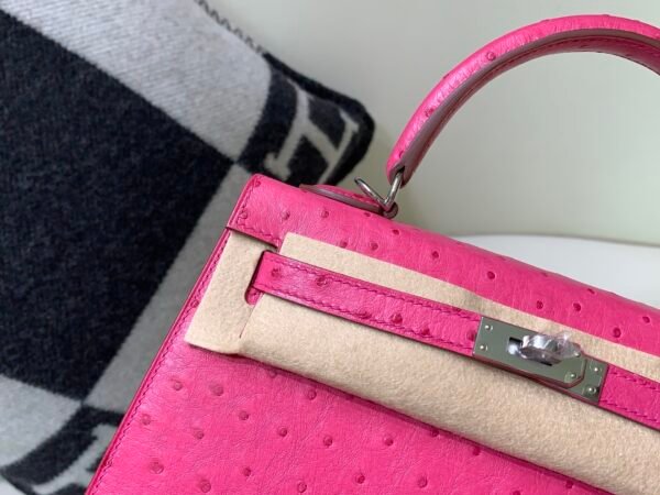 wsxc1769444843189_2 France Delivery Kelly 25CM E5 Rose Tyrien Ostrich Leather Silver Hardware