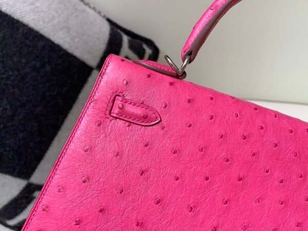 wsxc1769444843189_3 France Delivery Kelly 25CM E5 Rose Tyrien Ostrich Leather Silver Hardware