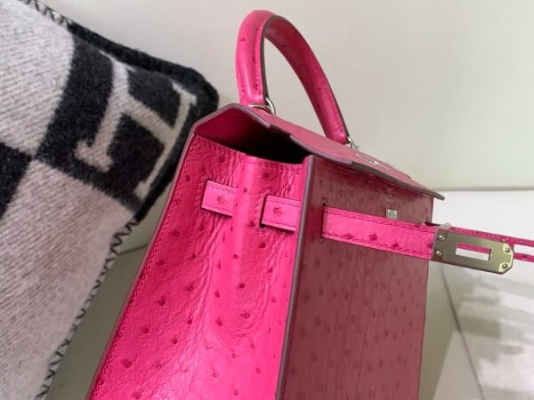 wsxc1769444843189_4 France Delivery Kelly 25CM E5 Rose Tyrien Ostrich Leather Silver Hardware