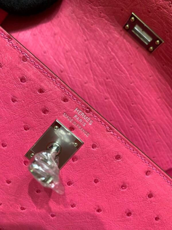 wsxc1769444843189_6 France Delivery Kelly 25CM E5 Rose Tyrien Ostrich Leather Silver Hardware