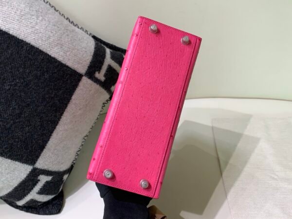 wsxc1769444843189_7 France Delivery Kelly 25CM E5 Rose Tyrien Ostrich Leather Silver Hardware