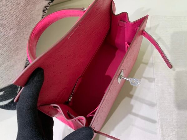 wsxc1769444843189_8 France Delivery Kelly 25CM E5 Rose Tyrien Ostrich Leather Silver Hardware