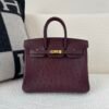 Top Handmade Birkin 25CM L3 Rose Pourpre Ostrich Leather Gold Hardware