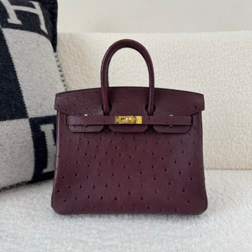 wsxc1769444855625_0 Top Handmade Birkin 25CM L3 Rose Pourpre Ostrich Leather Gold Hardware