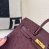Top Handmade Birkin 25CM L3 Rose Pourpre Ostrich Leather Gold Hardware