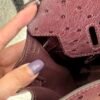 Top Handmade Birkin 25CM L3 Rose Pourpre Ostrich Leather Gold Hardware