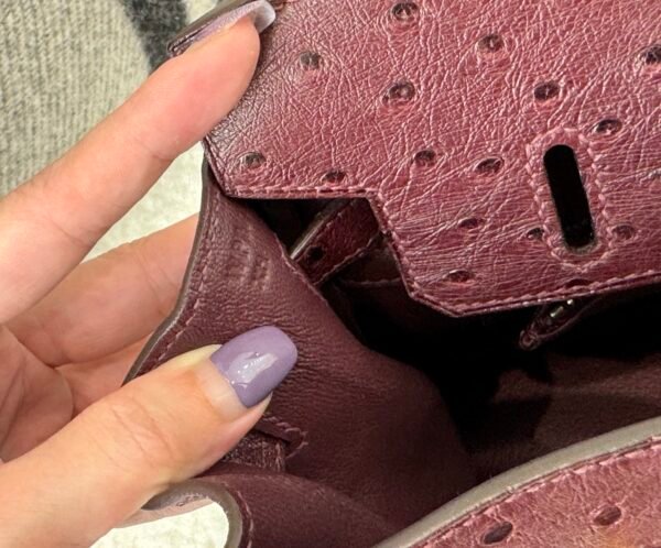 Top Handmade Birkin 25CM L3 Rose Pourpre Ostrich Leather Gold Hardware