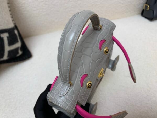 wsxc1770052279191_4 Top Handmade Kelly doll 16CM 80 Alligator Leather Gold Hardware Mini Handle bag