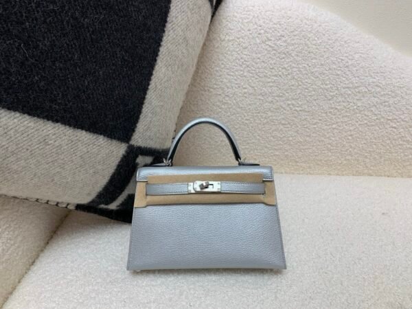 New Arrival Mini Kelly 19CM Silver Goat Leather SHW Full Handmade
