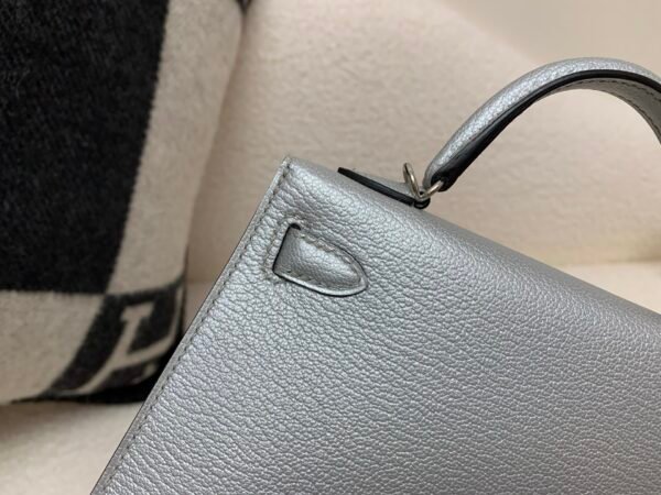 New Arrival Mini Kelly 19CM Silver Goat Leather SHW Full Handmade
