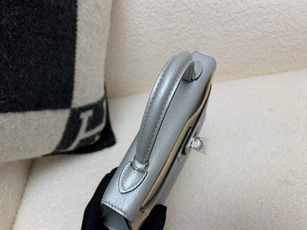New Arrival Mini Kelly 19CM Silver Goat Leather SHW Full Handmade