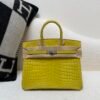 Global Shipping Birkin 25CM 9R Lime Porosus Silver Hardware 1:1 to make