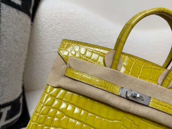 Global Shipping Birkin 25CM 9R Lime Porosus Silver Hardware 1:1 to make