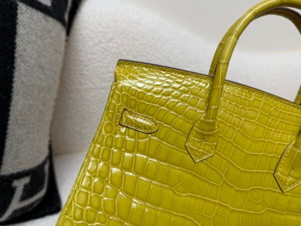 Global Shipping Birkin 25CM 9R Lime Porosus Silver Hardware 1:1 to make