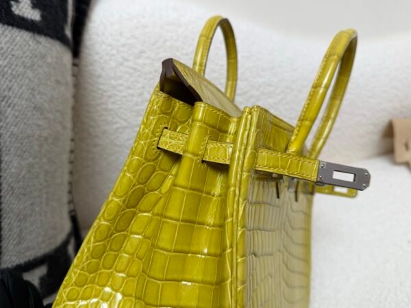 Global Shipping Birkin 25CM 9R Lime Porosus Silver Hardware 1:1 to make
