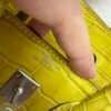 Global Shipping Birkin 25CM 9R Lime Porosus Silver Hardware 1:1 to make