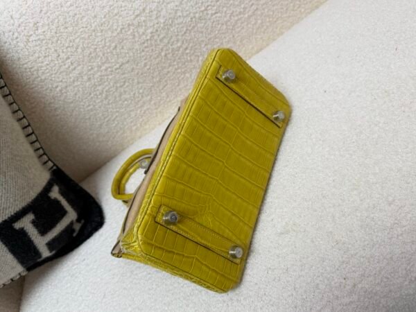 Global Shipping Birkin 25CM 9R Lime Porosus Silver Hardware 1:1 to make